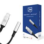 Adapter 3mk USB-C/Jack 3,5mm (samice) 0,15m, černo-stříbrná
