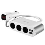 Adapter CL HOCO Z13  2x USB + 3x CL zásuvka, stříbrná