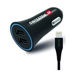 Adapter CL SWISSTEN 2x USB + kabel Lightning 2,4A, černá