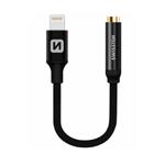 Adapter SWISSTEN TEXTILE pro iPhone Lightning - Jack 3,5mm, 0,15m,  černá