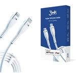Data kabel 3mk Hyper Silicone USB-C/Lightning (PD), MFI, 20 W, 3A, 1m, bílá