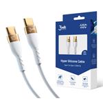 Data kabel 3mk Hyper Silicone USB-C/USB-C (PD), 100W, 5A, 2m, bílá