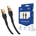 Data kabel 3mk Hyper Silicone USB-C/USB-C (PD), 100W, 5A, 2m, černá