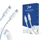 Data kabel 3mk Hyper Silicone USB-C/USB-C (PD), 60W, 3A, 1m, bílá
