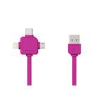 Data kabel PowerCube USBcable USB-C CABLE, Pink, multi-vidlice (MicroUSB, Apple Lightinng, USB-C), kabel 1,5 m