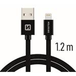 Data kabel SWISSTEN Textile Lightning 1,2 m, černá 