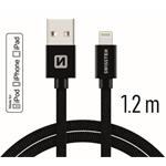 Data kabel SWISSTEN Textile Lightning MFI 1,2 m, černá 