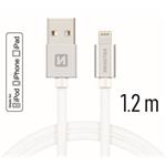 Data kabel SWISSTEN Textile Lightning MFI 1,2 m, stříbrná