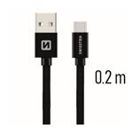 Data kabel SWISSTEN Textile USB-C 0,2 m, černá