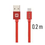 Data kabel SWISSTEN Textile USB-C 0,2 m, červená