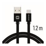Data kabel SWISSTEN Textile USB-C 1,2 m, černá 