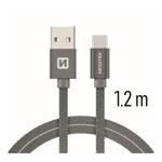 Data kabel SWISSTEN Textile USB-C 1,2 m, šedá