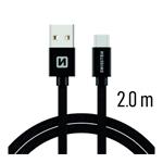Data kabel SWISSTEN Textile USB-C 2,0 m, černá 