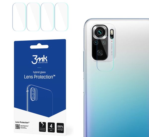 Hybridní sklo 3mk Lens ochrana kamery pro Xiaomi Redmi Note 10 / Note 10s (4ks)