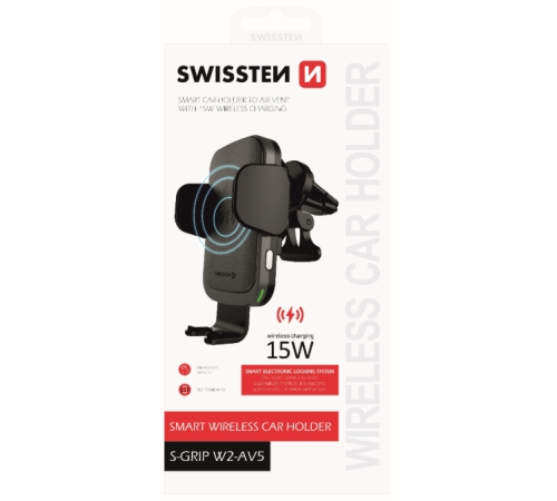Držák univerzální SWISSTEN S-GRIP W2-HK3, bezdrátové nabíjení 15W, senzor rozevírání