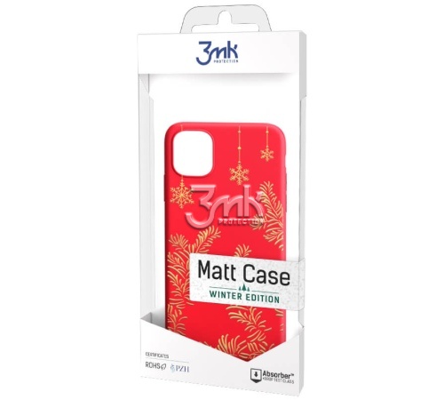 Kryt ochranný 3mk Matt Case pro Apple iPhone 12, 12 Pro, ZIMA edice Must Be Magic (červená)