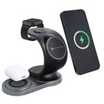 Nabíjecí stojánek FORCELL Sail Mag 3v1, 15W bezdrátové nabíjení, MagSafe, černá