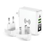Nabíječka cestovní Forcell 4v1, 2x USB + USB-C (PD), Powerbank 8000, 15W bezdrátové nabíjení, bílá
