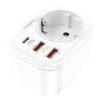 Nabíječka cestovní HOCO NS3, multifunkční, USB-C PD20W + 2x QC3.0 20W, bílá