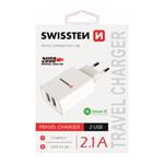 Nabíječka cestovní SWISSTEN 2x USB, IC, 2.1A, bílá