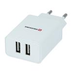 Nabíječka cestovní SWISSTEN 2x USB, IC, 2.1A + Lighthing kabel, bílá