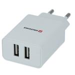 Nabíječka cestovní SWISSTEN 2x USB, IC, 2.1A + Lighthing MFI kabel, bílá