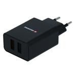 Nabíječka cestovní SWISSTEN 2x USB, IC, 2.1A + Lighthing MFI kabel, černá