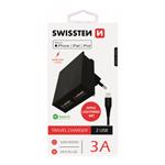Nabíječka cestovní SWISSTEN 2x USB, IC, 3A, + Lighthing MFI kabel, černá