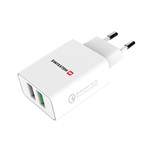 Nabíječka cestovní SWISSTEN 2x USB QUALCOMM 3.0, 23W, bílá
