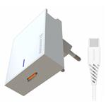 Nabíječka cestovní SWISSTEN USB-C (PD), 25W, PD kabel, pro Samsung, bílá