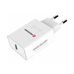 Nabíječka cestovní SWISSTEN USB-C (PD), 25W, pro iPhone / Samsung, bílá